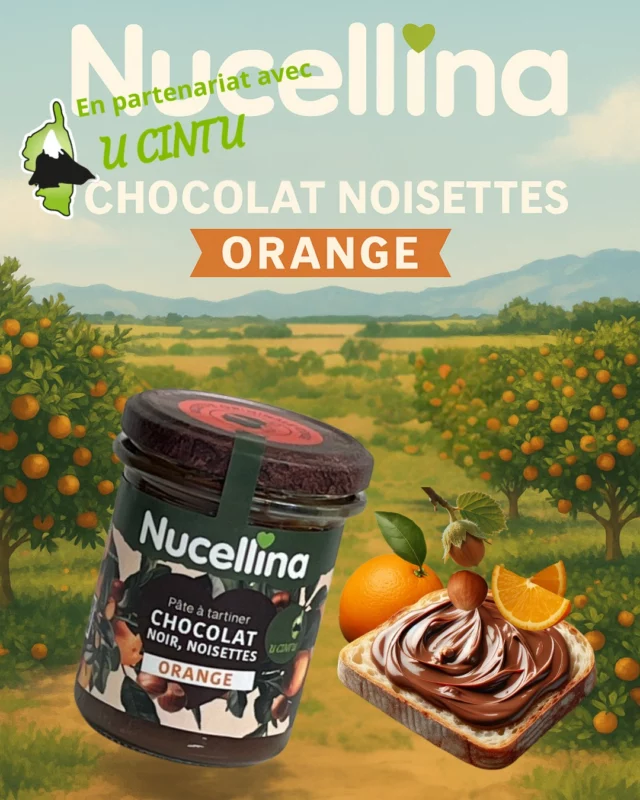 NUCELLINA – Série Limitée 2025
Chocolat Noir, Noisette & Orange
💥 Édition spéciale en partenariat avec U Cintu
Quand le goût rencontre la passion du terroir.
Pour cette édition 2025, NUCELLINA signe une création unique qui célèbre le lien entre deux entreprises corses unies par les mêmes valeurs : le travail bien fait, l’exigence de qualité, et l’amour de leur terre.
🌱 En hommage à U Cintu, entreprise agricole dynamique et emblématique, nous avons imaginé une recette inédite qui évoque les parfums solaires de leurs vergers.
👉 Une pâte à tartiner au chocolat noir intense, éclats de noisette, et une subtile touche d’orange fraîche.
Un équilibre parfait entre la profondeur du chocolat, la douceur de la noisette, et la vivacité fruitée de l’agrume.
🧡 Un clin d'œil aux magnifiques agrumes de Corse, cultivés avec passion par José et Luigi.
📦 Disponible en série très limitée – pour les amoureux du goût et de l’authenticité.
##pâteàtartiner #chocolate #orange #noisettes #artisanat #produitscorses  #agriculture #nouveautée #ucintu #guerreseluigi #consenzajose